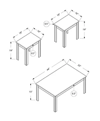Monarch Specialties Table Set, 3pcs Set, Coffee, End, Side, Accent, Living Room, Laminate, Walnut, Transitional