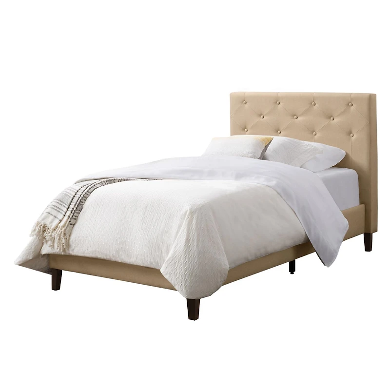 Cadre de lit plateforme rembourré CorLiving Nova Ridge pour adulte avec tête de lit (sans sommier)