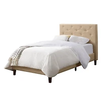 Cadre de lit plateforme rembourré CorLiving Nova Ridge pour adulte avec tête de lit (sans sommier)