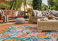 Tapis d'extérieur lavable Pensacola ivoire & orange 7 pi x 9 pi