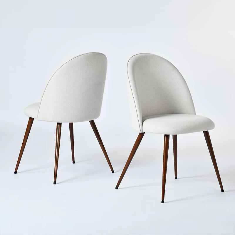 Lot de 2 chaises de salle à manger Homy Casa sans accoudoirs avec dossier incurvé et rembourré, tissu beige