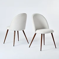 Lot de 2 chaises de salle à manger Homy Casa sans accoudoirs avec dossier incurvé et rembourré, tissu beige