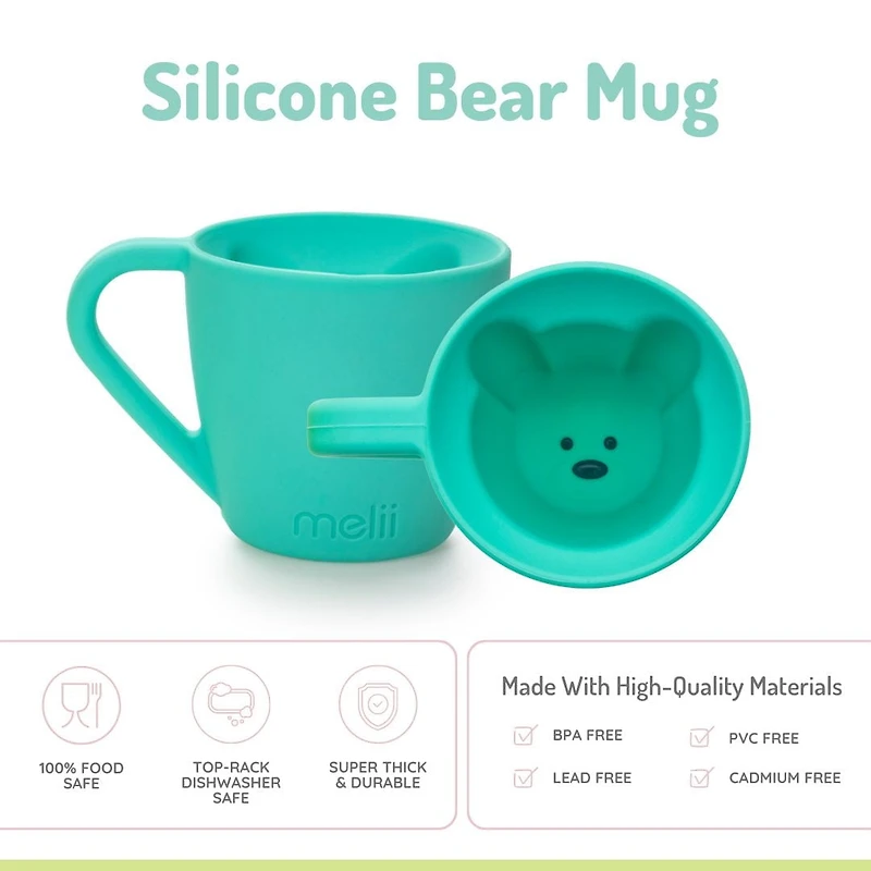 melii Silicone Bear Mug for Toddlers and Kids - Blue