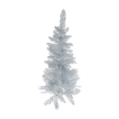Sapin De Noël Argenté De 90 Cm, 120 Branches À Pointe Normale Avec Support En Plastique
