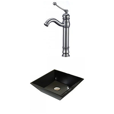 American Imaginations 16.1-in. W Above Counter Black Bathroom Vessel Sink Set For Deck Mount Drilling AI-33371