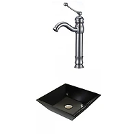 American Imaginations 16.1-in. W Above Counter Black Bathroom Vessel Sink Set For Deck Mount Drilling AI-33371