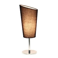 Simple Designs Mini Chrome Table Lamp with Angled Fabric Shade