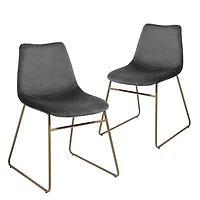 Homy Casa Set of 2 Modern Dining Chairs with Upholstered Seats and Metal Legs, Grey