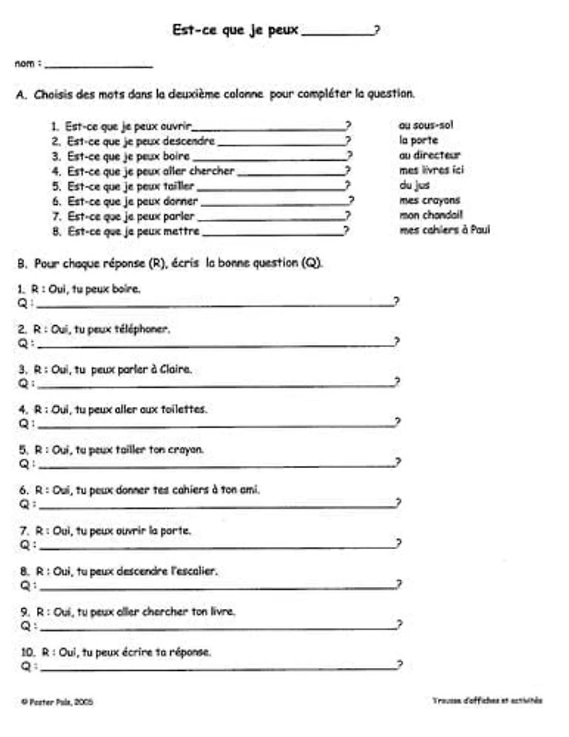 Poster Pals French/FSL Classroom No 1 Poster Activities Kit