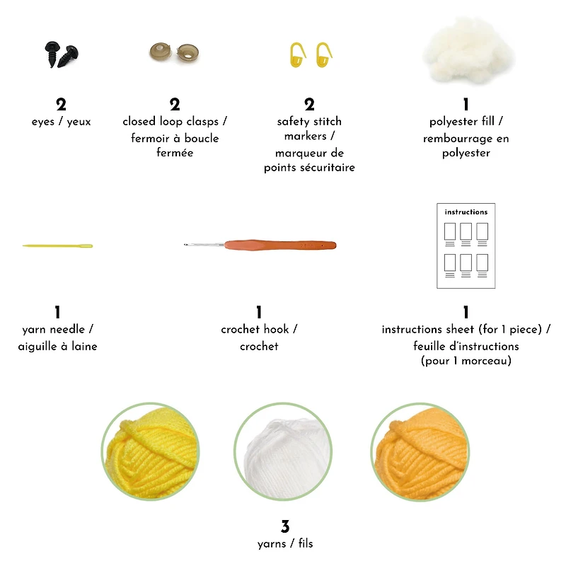 UNIQUE CREATIV CRAFT Crochet Kit – Chicken, 1 pc, Age 8+, Intermediate, 14×13×14 cm ENSEMBE DE CROCHET