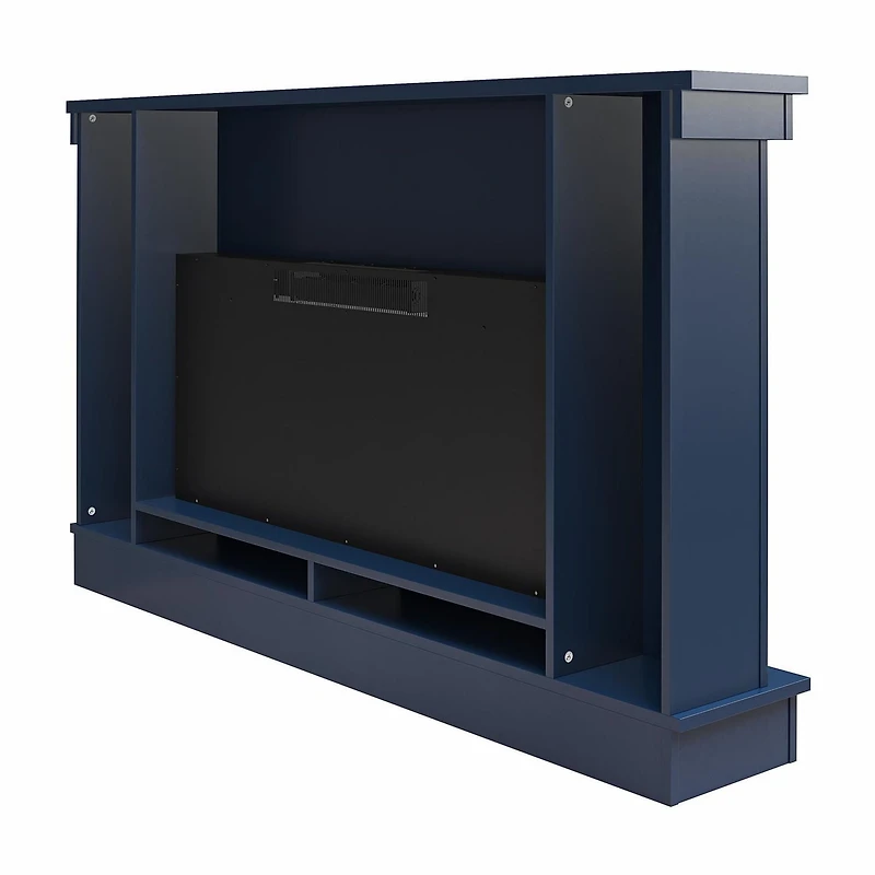 Novogratz Waverly Wide Mantel with Linear Electric Fireplace & Crystal Ember Bed, White Marble