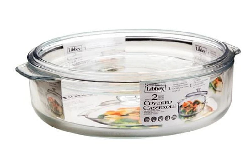 Libbey Glass Casserole with Glass Lid, 3.2 Qt