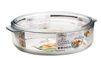 Libbey Glass Casserole with Glass Lid, 3.2 Qt