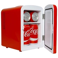 Coca-Cola Classic Mini réfrigérateur 4 L, glacière portable 6 canettes pour voyage, maison, bureau - Rouge