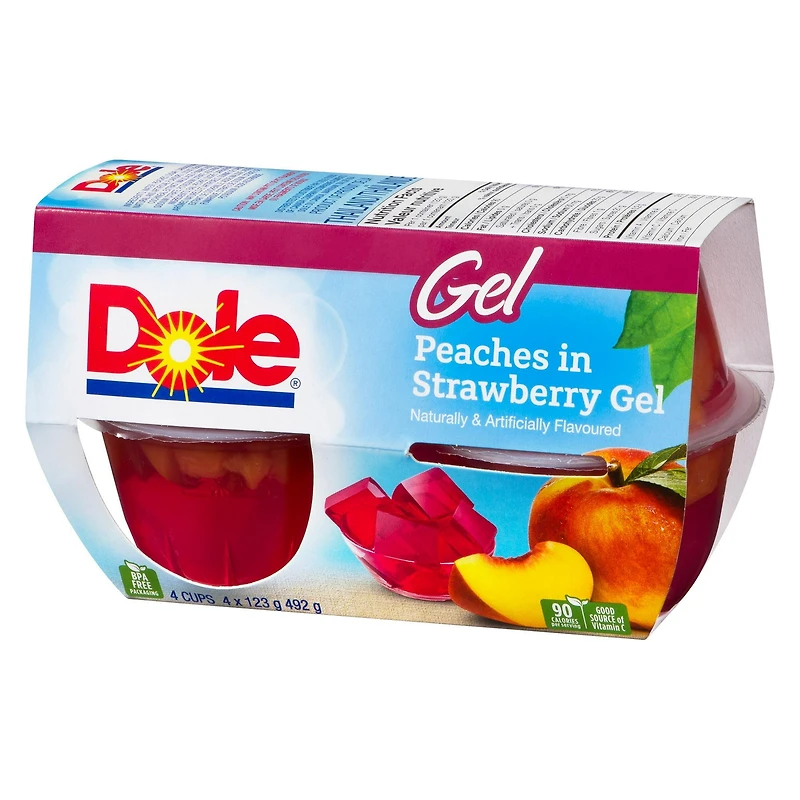 Dole Peaches in Strawberry Gel, 4 Cups, 492 g