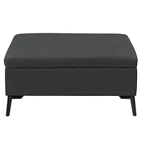 Pouf de rangement carré rembourré noir CorLiving Linden avec pieds en métal