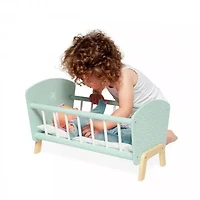Janod Lit en Bois Zen - Jouet de Simulation avec Oreiller et Couverture - Accessoire pour Poupée - 3 Ans et Plus