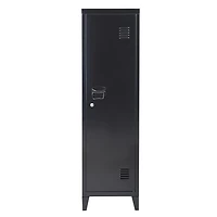 Homylin Home Storage Cabinet 3 Shelves 1 Door, Multipurpose Metal Locker Modern Large Space Cupboard - Black
