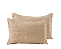 Marina Decoration Solid Embossed Pinsonic Coverlet Bedspread Bedding Ultra Soft Summer Quilt Set with Shams, Taupe Color