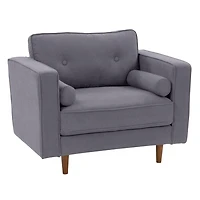 Fauteuil large et confortable CorLiving Mulberry Mid-Century pour le salon - Fauteuil d'appoint et de coin lecture, fauteuil idéal, fauteuil avec coussins de traversin inclus
