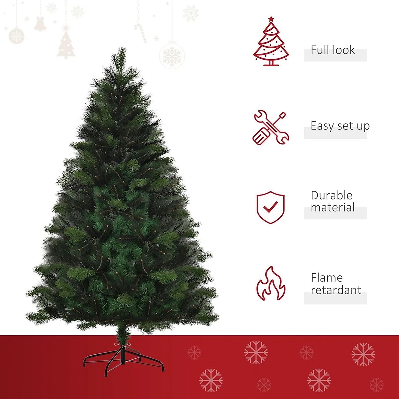 Homcom Arbre de Noël artificiel de 1,8 m Décoration de maison de vacances avec ouverture automatique Vert
