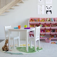 Humble Crew Carly Organisateur de rangement de jouets extra large avec 20 bacs de rangement en plastique, blanc/rose