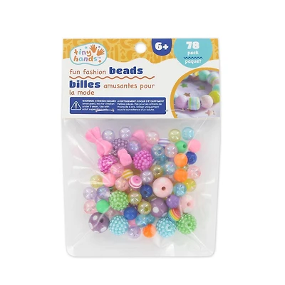 TINY HANDS Fun Fashion Beads, 78 Assorted Shapes & Colours, Kids’ Jewellery & Crafts, Ages 6+, BEAD CANDY MIX78PC