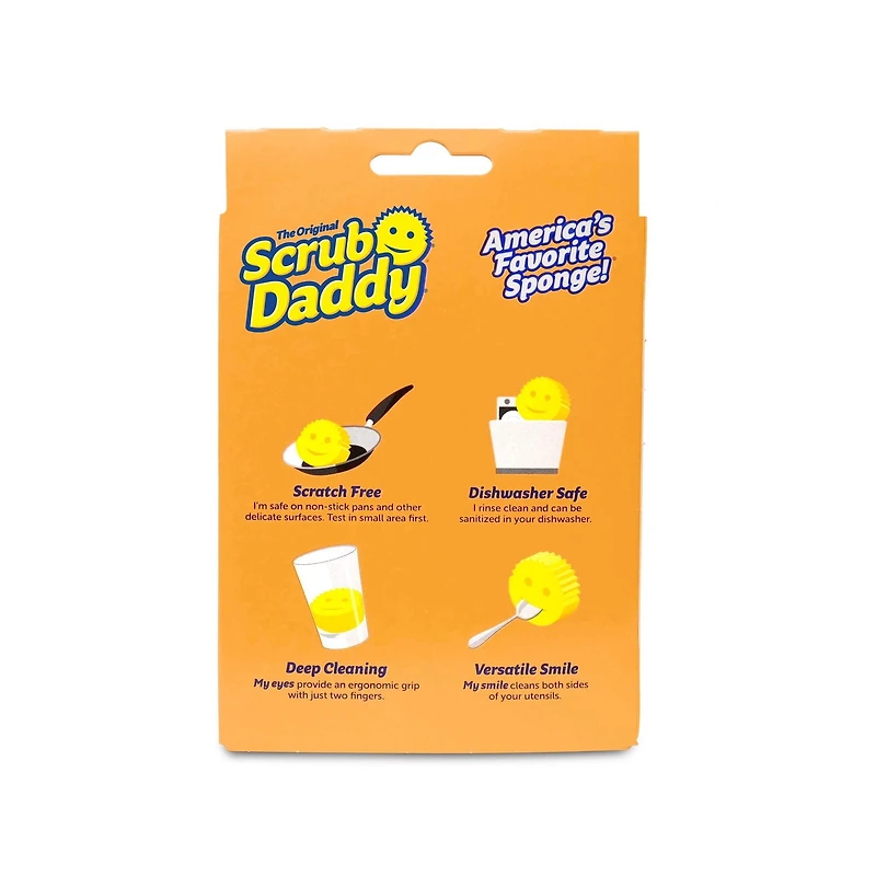 Scrub Daddy Scratch-Free Dish Sponge, Yellow, 1 Count, Hard in cold water and soft in hot water.