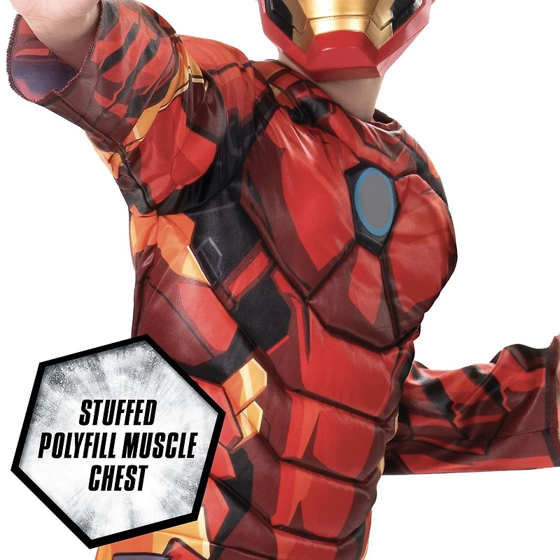 MARVEL’S IRON MAN YOUTH COSTUME - Costume Poly Jersey Rembourré de Polyfill avec Masque