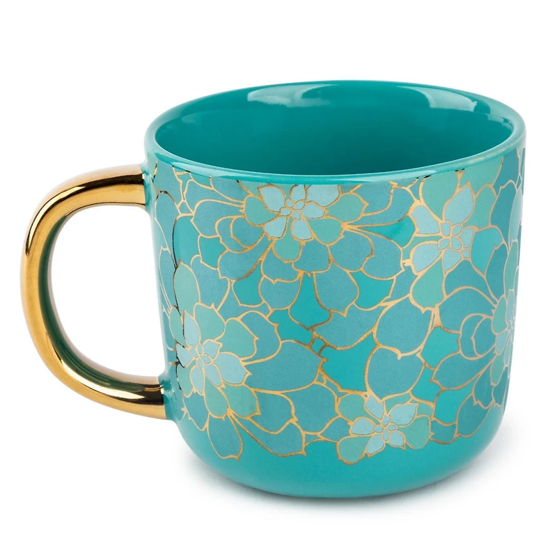 Tasse à café en grès thym et table, 16 oz liq., succulente sarcelle Tasse