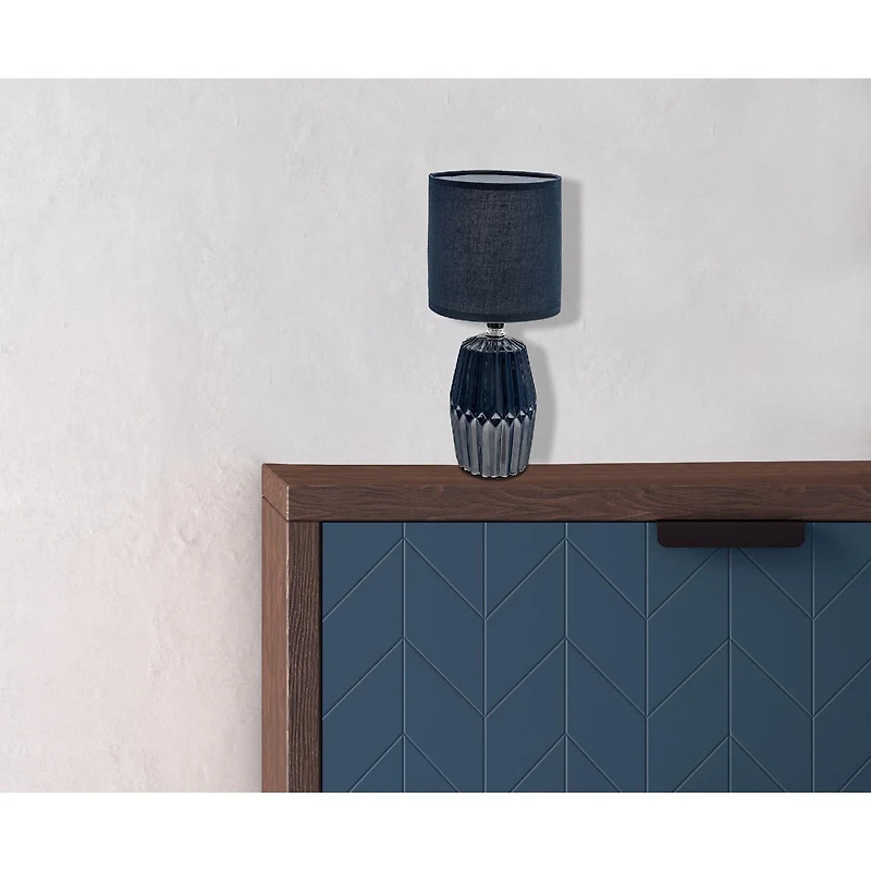 Lampe De Table En Céramique Avec De L'Ombre En Bleu Marine Méridien