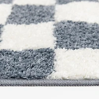 Rug Ease Tapis damier noir et bleu