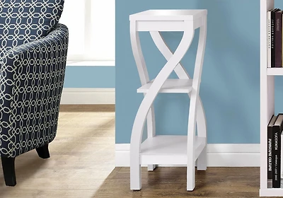 Monarch Specialties Accent Table, Side, End, Plant Stand, Square, Living Room, Bedroom, Laminate, White, Contemporary, Modern