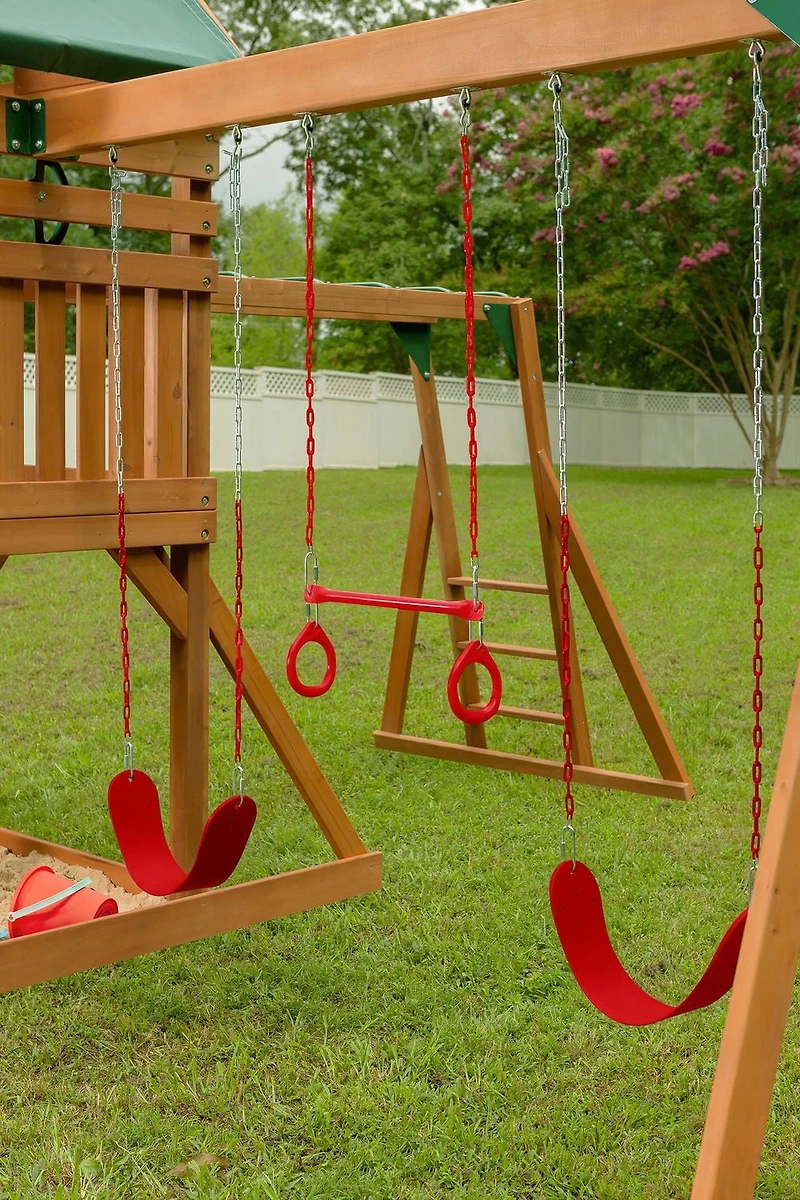 Mountain View Lodge Wooden Playset with Wood Roof - Multi