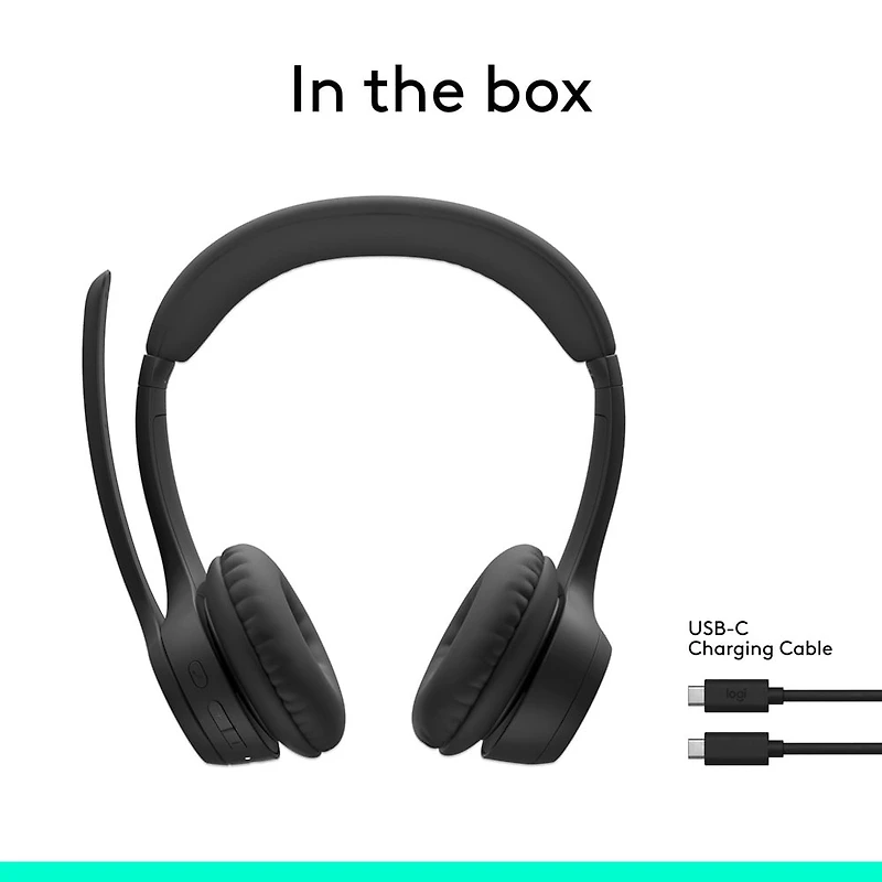 Logitech Zone 300 Wireless Bluetooth Headset With Noise-Canceling Microphone, Compatible with Windows, Mac - Midnight Black