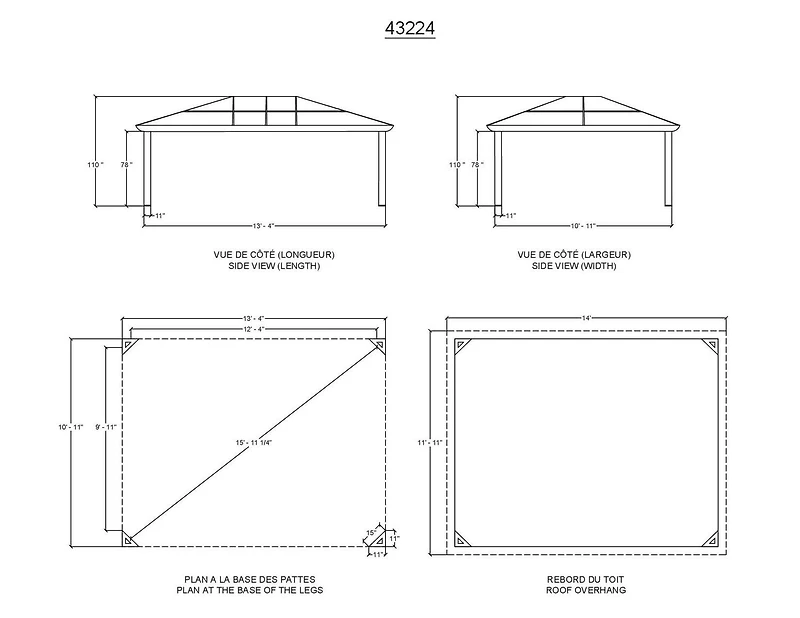 Venus Gazebo 12 pi. x 14 pi. en Brun
