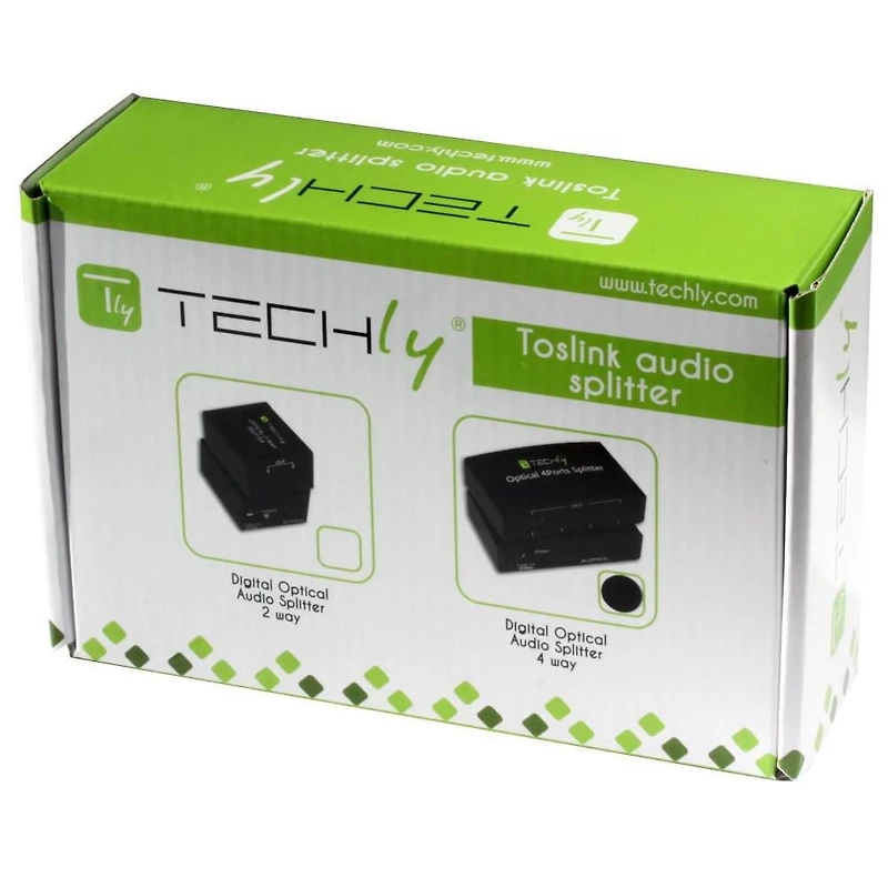 Techly Digital Audio Splitter 2 or 4 Output Toslink Ports (fiber optic)