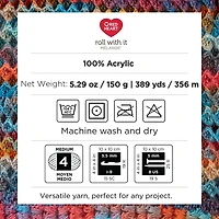 Red Heart® Roll with it melange™ #4 Worsted (Medium) Acrylique Fil, 5.29oz/150g 389 Yards