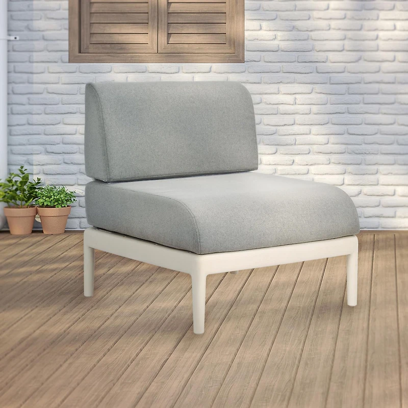 Chaise modulaire sans accoudoirs Leaf de la Collection Plus de Patioflare, gris