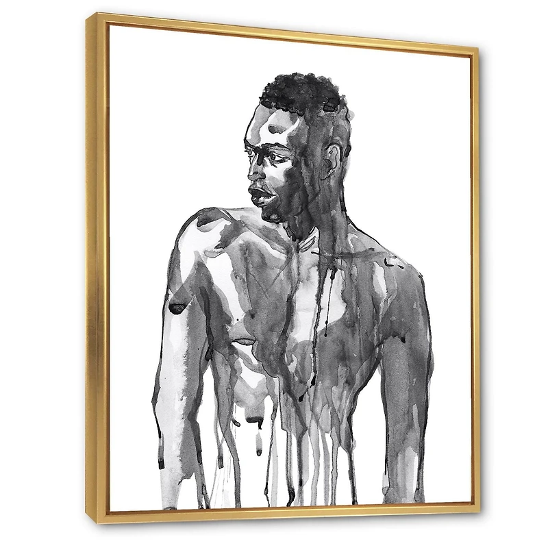 Designart Bel Homme Africain Portrait Sur Blanc I ART MURAL À CADRE FLOTTÉ
