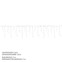 240 5MM LED ICICLE, INDOOR/OUTDOOR, TWINKLING, ADAPTOR, CLEAR WIRE, MULTICOLOUR, CONNECTABLE