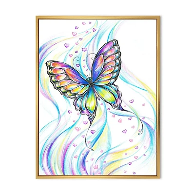 Designart Papillon irisé ART MURAL À CADRE FLOTT