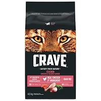 Crave Nourriture Sèche pour Chats d'Intérieur au Vrai Poulet & Saumon Riche en Protéines 4.5kg