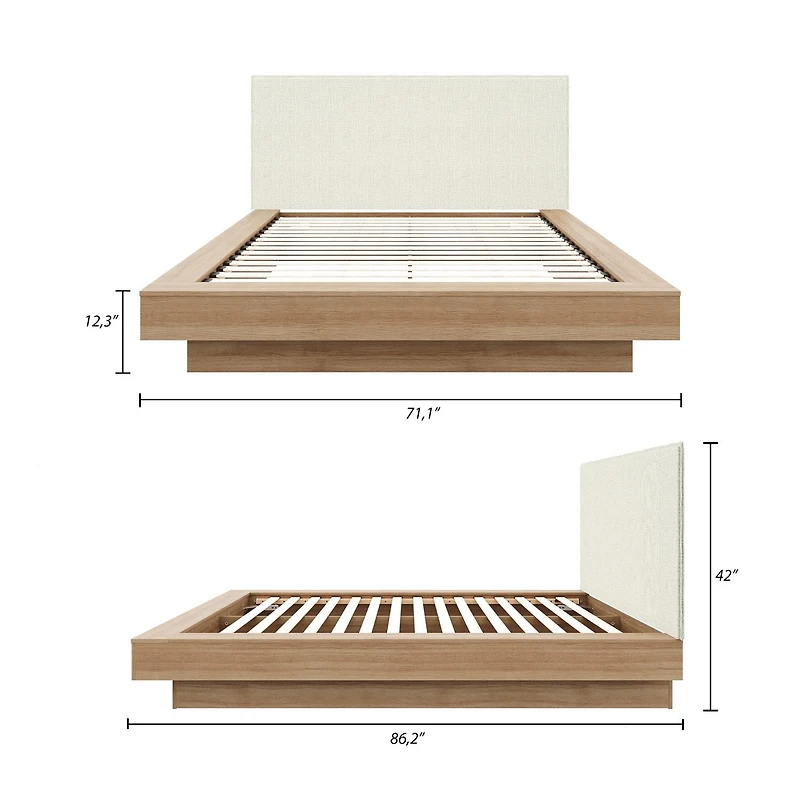 Lit plateforme Julian Queen Size avec tête de lit rembourrée