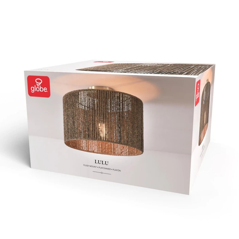 Lulu 1-Light Flush Mount Ceiling Light, Matte Brass, Paper Twine Shade