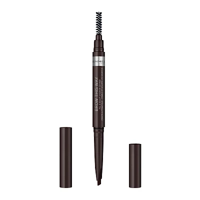 Rimmel Crayon à sourcils Brow This Way Fill & Sculpt, double extrémité, formule crémeuse, modulable, jusqu'à 12h d'usure, 100% Sans Cruauté Définissez & Sculptez vos sourcils