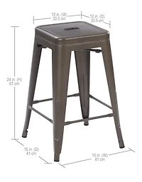 Ensemble de 4 tabourets de bar en métal de 24 po de Mainstays - Multicolores