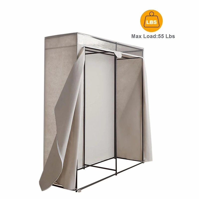 Mainstays Placard de 152,4 cm en métal, Placard à vêtements à fermeture éclair extra large à un seul niveau en acier, chambre à coucher, pierre ponce grise Taille de l'article :152,4 cm x 50,8 cm x 161,3 cm