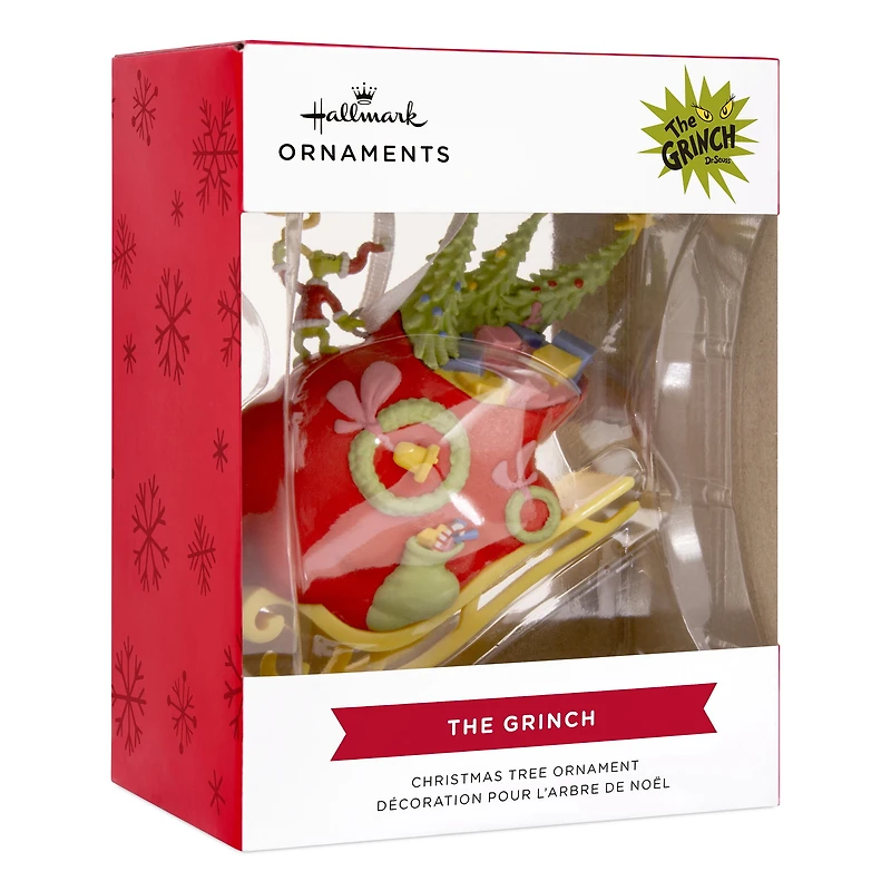 Hallmark Dr. Seuss's How the Grinch Stole Christmas! Grinch on Sleigh Christmas Ornament, Christmas Movie Gifts