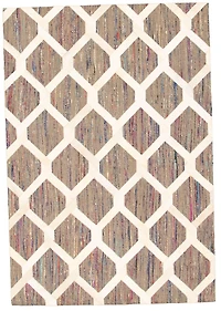 ECARPETGALLERY 4'6" x 6'7" Transitional Cowhide Patchwork Handmade Area Rug for Living Room, Dining Room and Bedroom in Grey